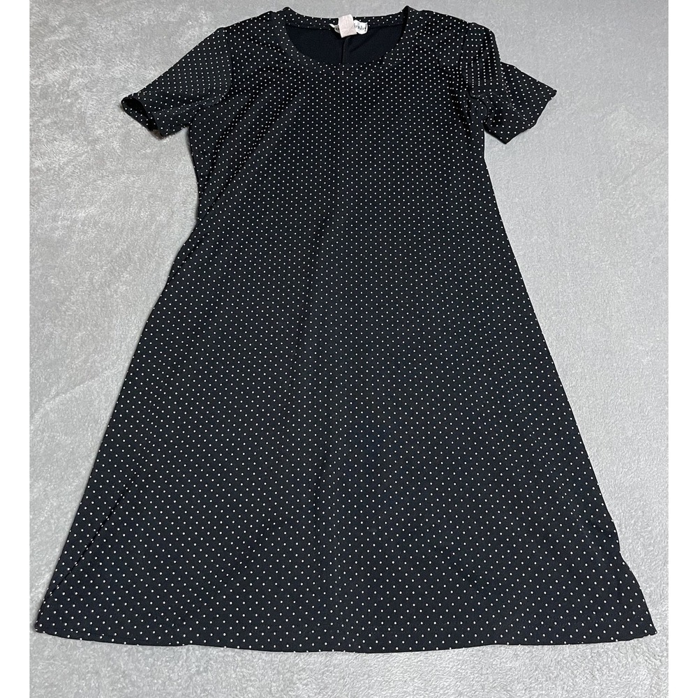 Vintage Ronni Nicole Dress Womens 10 Black White Polka Dot Textured‎ Whimsigoth